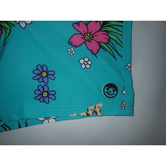 Neff Floral Board‎ Shorts Mens M blue Unlined Smiley Logo Pockets NWOT - Picture 2 of 7